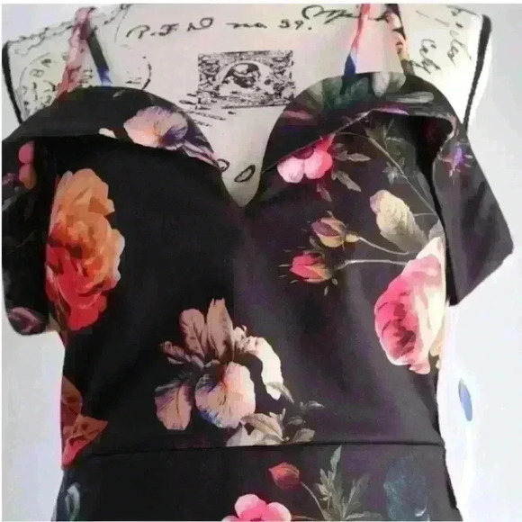 NWT PREMIER AMOUR OFF THE SHOULDER DRESS FLORAL SIZE 8 Fall floral - Picture 7 of 14